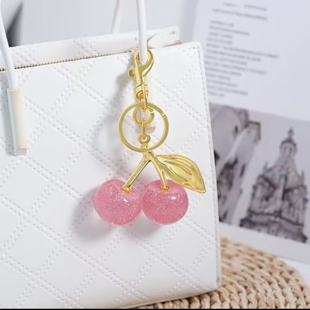 Pink Cherry Keychain
